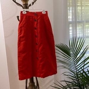 Red Button-Down Skirt